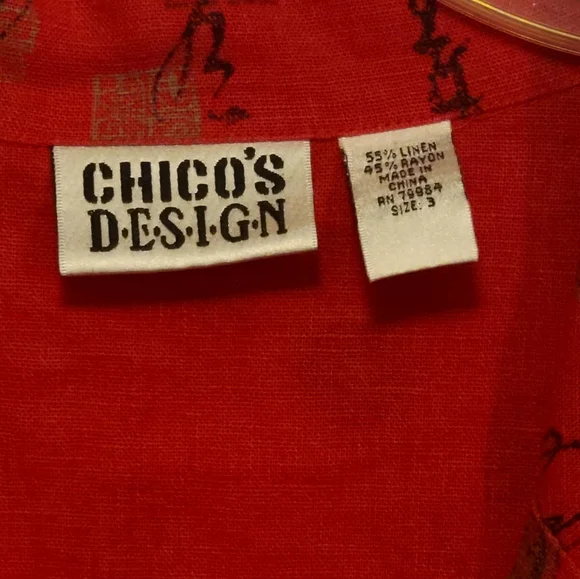 Chico's Red Abstract Circle-Print Button Down Shirt - Picture 2 of 2